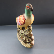 Load image into Gallery viewer, SINGLE LARGE Antique 1870s STAFFORDSHIRE Chimney Ornament of a Fancy Bird Perched on a Mossy Bank
