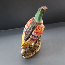 Load image into Gallery viewer, SINGLE LARGE Antique 1870s STAFFORDSHIRE Chimney Ornament of a Fancy Bird Perched on a Mossy Bank
