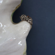 Load image into Gallery viewer, SINGLE LARGE Antique 1870s STAFFORDSHIRE Chimney Ornament of a Fancy Bird Perched on a Mossy Bank
