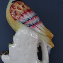 Load image into Gallery viewer, SINGLE LARGE Antique 1870s STAFFORDSHIRE Chimney Ornament of a Fancy Bird Perched on a Mossy Bank
