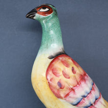Load image into Gallery viewer, SINGLE LARGE Antique 1870s STAFFORDSHIRE Chimney Ornament of a Fancy Bird Perched on a Mossy Bank
