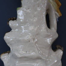 Load image into Gallery viewer, SINGLE LARGE Antique 1870s STAFFORDSHIRE Chimney Ornament of a Fancy Bird Perched on a Mossy Bank
