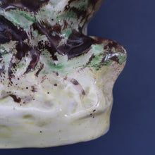 Load image into Gallery viewer, SINGLE LARGE Antique 1870s STAFFORDSHIRE Chimney Ornament of a Fancy Bird Perched on a Mossy Bank
