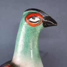 Load image into Gallery viewer, SINGLE LARGE Antique 1870s STAFFORDSHIRE Chimney Ornament of a Fancy Bird Perched on a Mossy Bank
