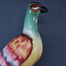 Load image into Gallery viewer, SINGLE LARGE Antique 1870s STAFFORDSHIRE Chimney Ornament of a Fancy Bird Perched on a Mossy Bank
