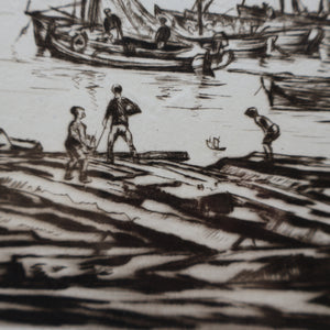 SCOTTISH ART. Sir Muirhead Bone (1876 - 1953). Autumn Breeze, Lowestoft. Pencil signed etching. Dated 1934