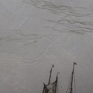 SCOTTISH ART. Sir Muirhead Bone (1876 - 1953). Autumn Breeze, Lowestoft. Pencil signed etching. Dated 1934