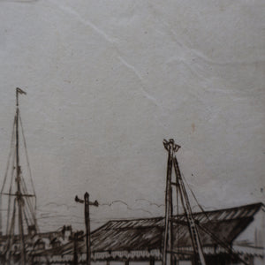 SCOTTISH ART. Sir Muirhead Bone (1876 - 1953). Autumn Breeze, Lowestoft. Pencil signed etching. Dated 1934