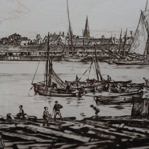 SCOTTISH ART. Sir Muirhead Bone (1876 - 1953). Autumn Breeze, Lowestoft. Pencil signed etching. Dated 1934
