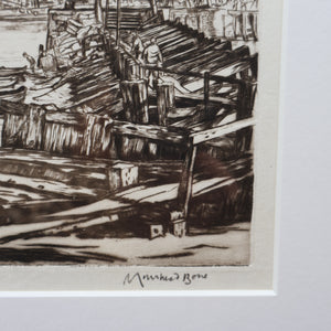 SCOTTISH ART. Sir Muirhead Bone (1876 - 1953). Autumn Breeze, Lowestoft. Pencil signed etching. Dated 1934