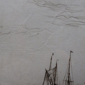 SCOTTISH ART. Sir Muirhead Bone (1876 - 1953). Autumn Breeze, Lowestoft. Pencil signed etching. Dated 1934