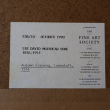 Load image into Gallery viewer, SCOTTISH ART. Sir Muirhead Bone (1876 - 1953). Autumn Breeze, Lowestoft. Pencil signed etching. Dated 1934

