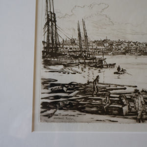 SCOTTISH ART. Sir Muirhead Bone (1876 - 1953). Autumn Breeze, Lowestoft. Pencil signed etching. Dated 1934