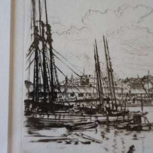 SCOTTISH ART. Sir Muirhead Bone (1876 - 1953). Autumn Breeze, Lowestoft. Pencil signed etching. Dated 1934