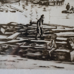SCOTTISH ART. Sir Muirhead Bone (1876 - 1953). Autumn Breeze, Lowestoft. Pencil signed etching. Dated 1934