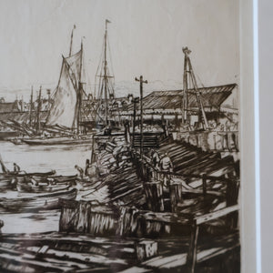 SCOTTISH ART. Sir Muirhead Bone (1876 - 1953). Autumn Breeze, Lowestoft. Pencil signed etching. Dated 1934