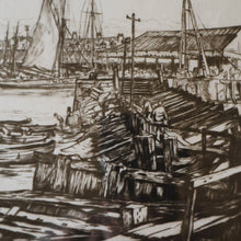 Load image into Gallery viewer, SCOTTISH ART. Sir Muirhead Bone (1876 - 1953). Autumn Breeze, Lowestoft. Pencil signed etching. Dated 1934

