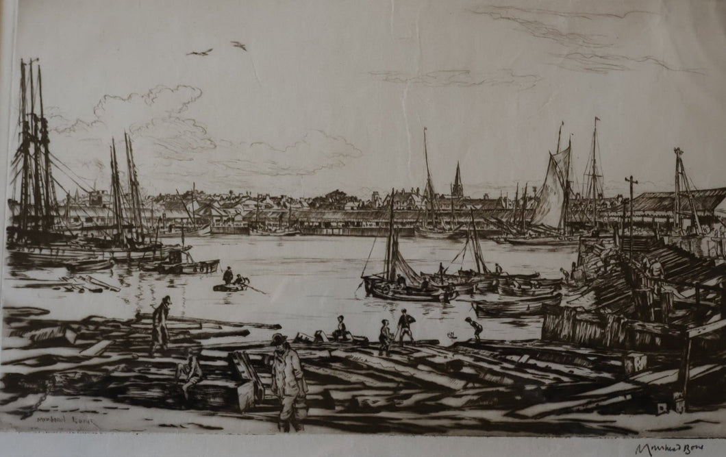 SCOTTISH ART. Sir Muirhead Bone (1876 - 1953). Autumn Breeze, Lowestoft. Pencil signed etching. Dated 1934