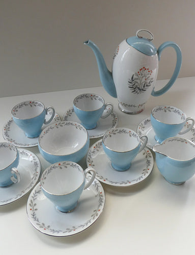 1950s BONE CHINA Tea Set by ROYAL STAFFORDSHIRE. Vogue Pattern on Merlin Ware