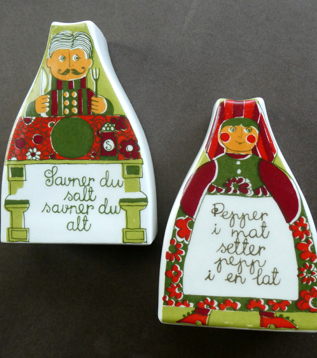 1970s NORWEGIAN Figgjo Flint Folklore Salt and Pepper Pots