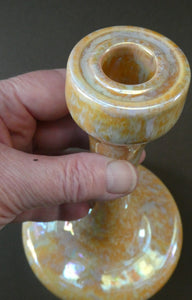 Fine 1930s RUSKIN POTTERY Candlestick with Yellow and Pale Blue Lustre Glazes