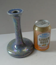 Load image into Gallery viewer, Fine 1920s RUSKIN POTTERY Candlestick with Blue and Mustard Yellow Lustre Glazes

