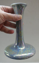 Load image into Gallery viewer, Fine 1920s RUSKIN POTTERY Candlestick with Blue and Mustard Yellow Lustre Glazes
