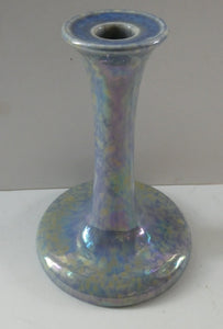 Fine 1920s RUSKIN POTTERY Candlestick with Blue and Mustard Yellow Lustre Glazes