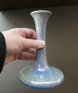 Fine 1920s RUSKIN POTTERY Candlestick with Blue and Mustard Yellow Lustre Glazes