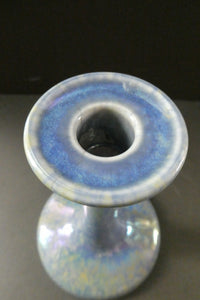 Fine 1920s RUSKIN POTTERY Candlestick with Blue and Mustard Yellow Lustre Glazes
