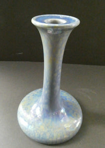 Fine 1920s RUSKIN POTTERY Candlestick with Blue and Mustard Yellow Lustre Glazes