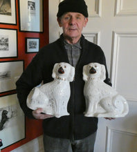 Load image into Gallery viewer, Genuine Antique. LARGE Staffordshire Dogs Chimney Spaniels / Wally Dugs. 12 1/2 inches. in height
