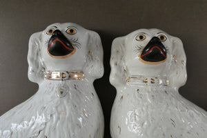 Genuine Antique. LARGE Staffordshire Dogs Chimney Spaniels / Wally Dugs. 12 1/2 inches. in height