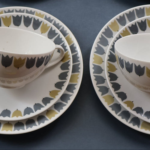 PAIR OF RARE Vintage 1950s MARIANNE WESTMAN Trio Large Coffee Cup, Saucer and Side Plate by Rörstrand Sweden. 