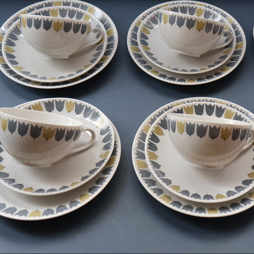 FOUR SETS: RARE Vintage 1950s MARIANNE WESTMAN Trio Large Coffee Cup, Saucer and Side Plate by Rörstrand Sweden. 