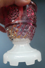 Load image into Gallery viewer, Pair of Miniature VICTORIAN Cranberry and Opaline White Milk Glass Miniature Oil or Kerosene Lamps
