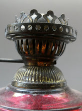 Load image into Gallery viewer, Pair of Miniature VICTORIAN Cranberry and Opaline White Milk Glass Miniature Oil or Kerosene Lamps
