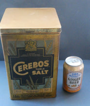 Load image into Gallery viewer, Vintage Early 1950s HUGE Cerebos Salt Storage Tin. 14 lbs Size (Height 10 Inches)
