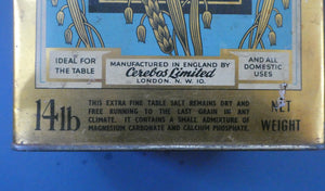Vintage Early 1950s HUGE Cerebos Salt Storage Tin. 14 lbs Size (Height 10 Inches)
