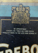 Load image into Gallery viewer, Vintage Early 1950s HUGE Cerebos Salt Storage Tin. 14 lbs Size (Height 10 Inches)
