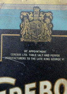 Vintage Early 1950s HUGE Cerebos Salt Storage Tin. 14 lbs Size (Height 10 Inches)