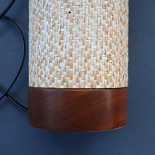 Load image into Gallery viewer, TALL 1970s Scandinavian Style Teak Table Lamp with Woven Straw Cladding
