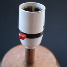 Load image into Gallery viewer, TALL 1970s Scandinavian Style Teak Table Lamp with Woven Straw Cladding
