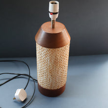 Load image into Gallery viewer, TALL 1970s Scandinavian Style Teak Table Lamp with Woven Straw Cladding
