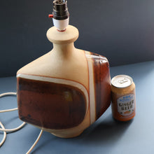 Load image into Gallery viewer, 1960s Medium TREMAEN Nanceddan Pottery Table Lamp. Original Hessian Shade &amp; Paper Label on Base
