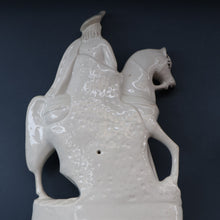 Load image into Gallery viewer, Antique Victorian STAFFORDSHIRE Figurine. Huntsman (Wearing a Cap with Cockade) on Horseback; 14 3/4 inches
