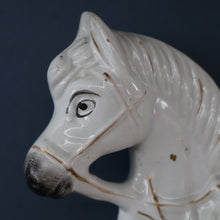 Load image into Gallery viewer, Antique Victorian STAFFORDSHIRE Figurine. Huntsman (Wearing a Cap with Cockade) on Horseback; 14 3/4 inches
