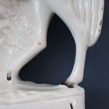 Load image into Gallery viewer, Antique Victorian STAFFORDSHIRE Figurine. Huntsman (Wearing a Cap with Cockade) on Horseback; 14 3/4 inches
