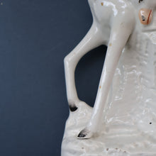 Load image into Gallery viewer, Antique Victorian STAFFORDSHIRE Figurine. Huntsman (Wearing a Cap with Cockade) on Horseback; 14 3/4 inches
