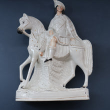 Load image into Gallery viewer, Antique Victorian STAFFORDSHIRE Figurine. Huntsman (Wearing a Cap with Cockade) on Horseback; 14 3/4 inches
